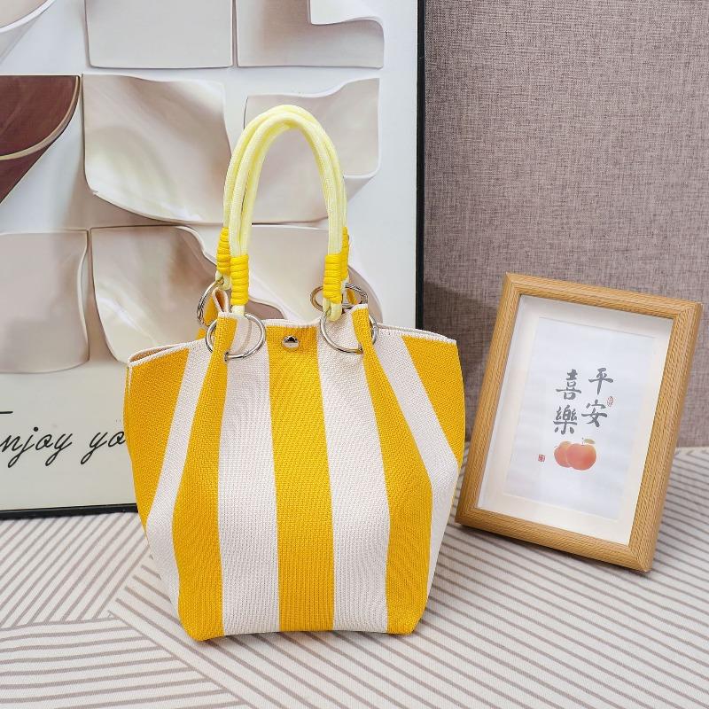 South East Asia Knitted Handbag Geometric Stripe Polka Dot Knitted Large Capacity Handbag Fashion Bucket Bag