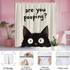 Humorous Black Cat Shit Shower Curtain Big Eyes Modern Design, 12 Hooks, Bathroom Decoration, Cat Lover Gift Shower Curtain