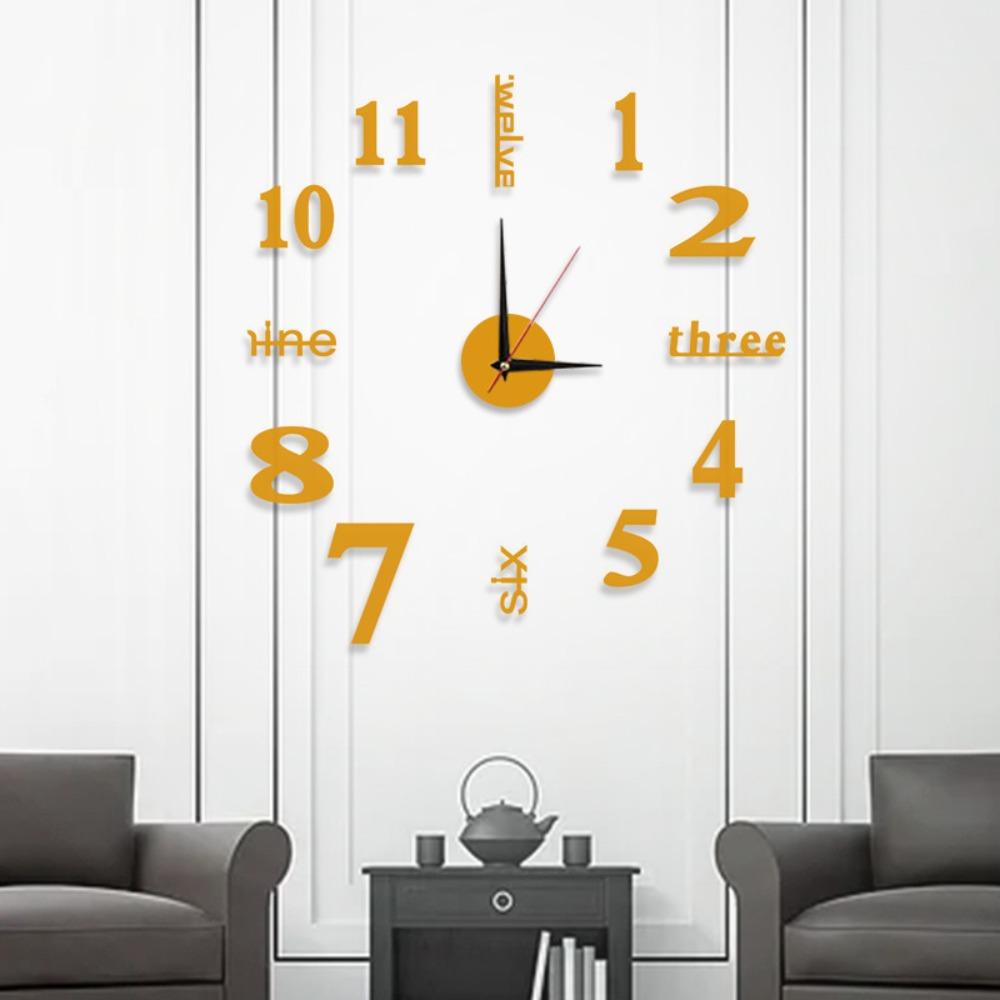 Silent Digital Wall Clock DIY Hanging Watch Simple Mute Clock Bedroom
