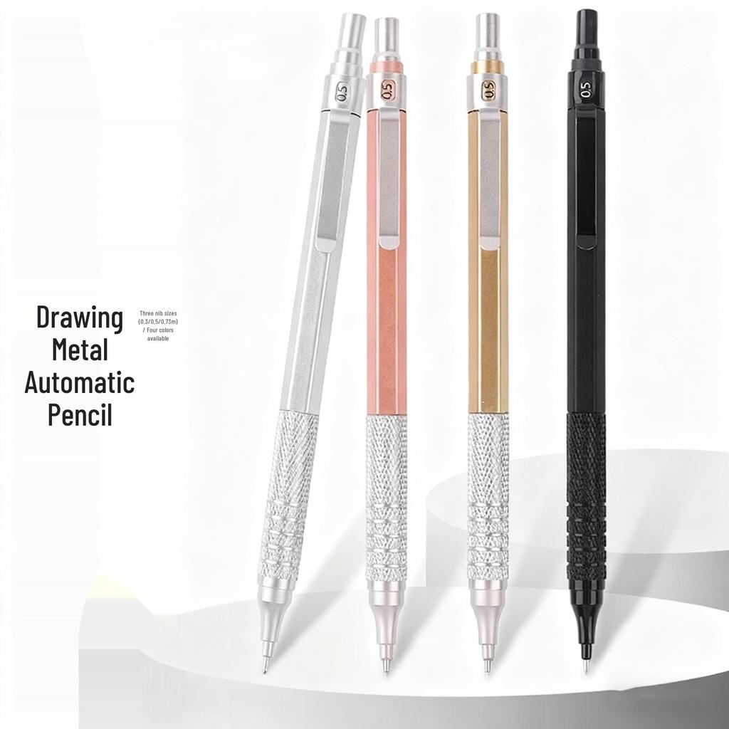 Professional Metal Mechanical Pencil, 0.5/0.7mm, Low Center Gravity, Weighted Feel, Continuous Lead Feed for Drawing & Painting.
