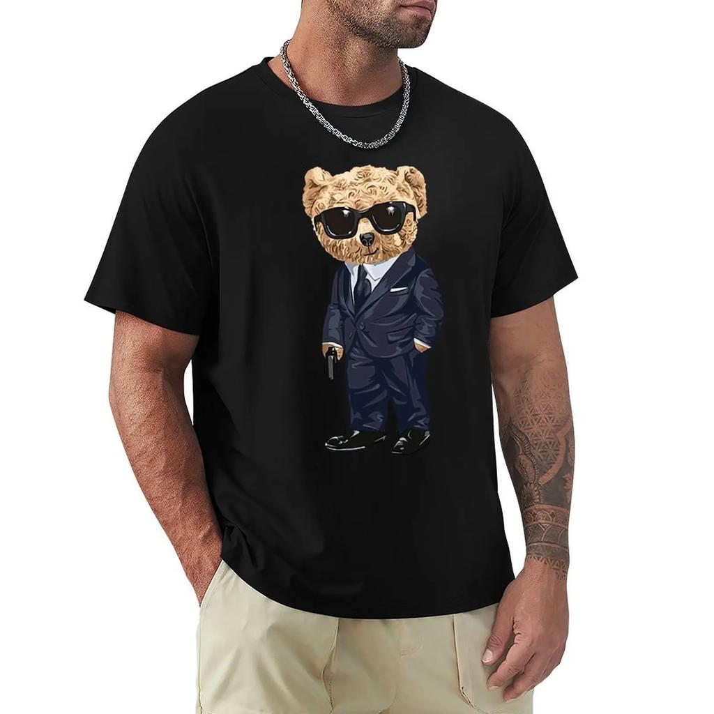 Teddy Bear With A Gun T Shirt Harajuku Short Sleeve T-shirt 100% Cotton Graphics Tshirt Tops