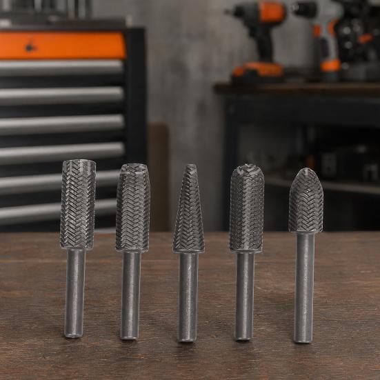 5Pcs Grinding Head, High-Strength Carbon Steel Rasp Set with Sharp Edges, for Wood Polishing Deburring And Hole Expansion