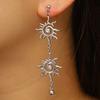 Earrings Bracelet Double Sun Spiral Pendant Retro Ethnic Style Bracelet Micro-Paved Cubic Zirconia Inlaid Sun Shape Drop Earrings Jewelry Gift