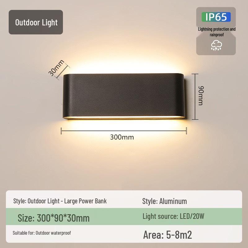 Ultra-Thin Waterproof Outdoor Wall Lamp - Long Strip Terrace & Courtyard Decorative Light