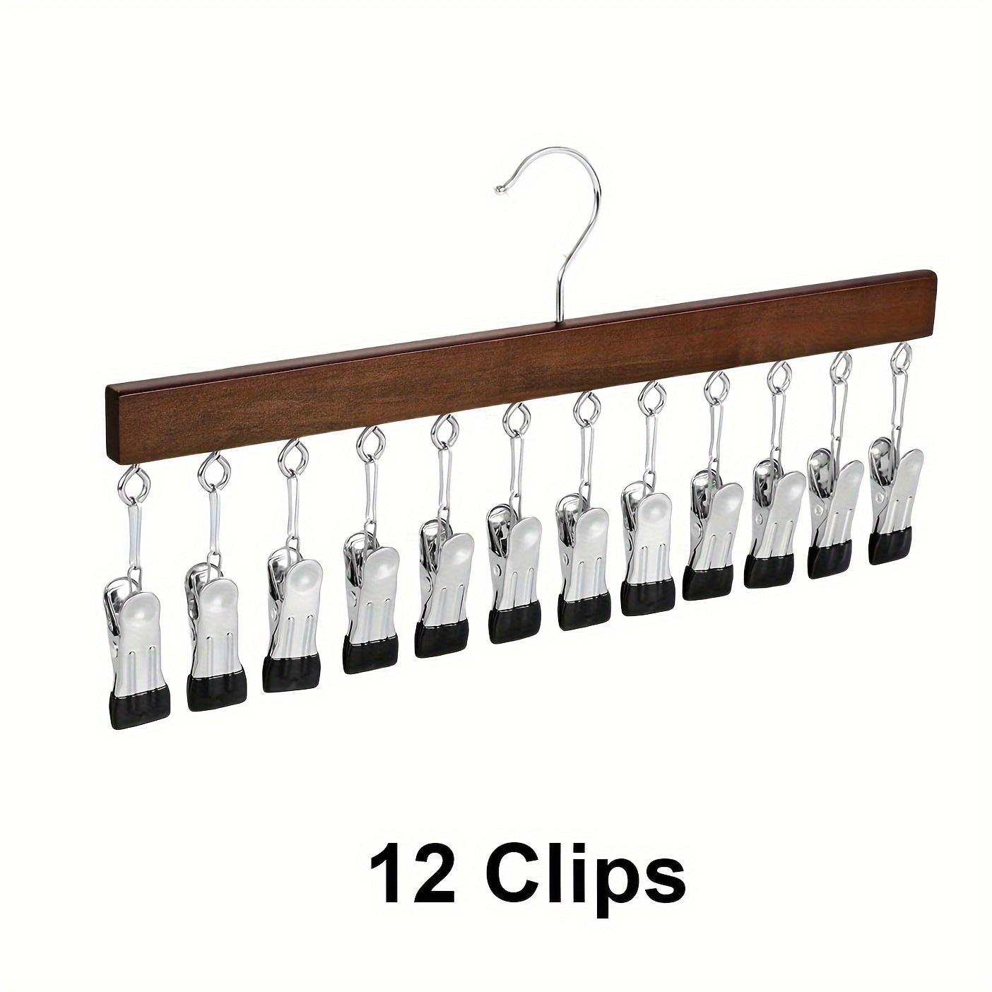 

Органайзер для леггинсов для гардероба, деревянные вешалки с 12 металлическими зажимами, вешалки для экономии места, органайзер для шапок, юбок, топов, галстуков, кофточек коричневый