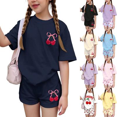 Children's Casual Short-sleeved Printed Short-sleeved Top And Shorts Two-piece Set