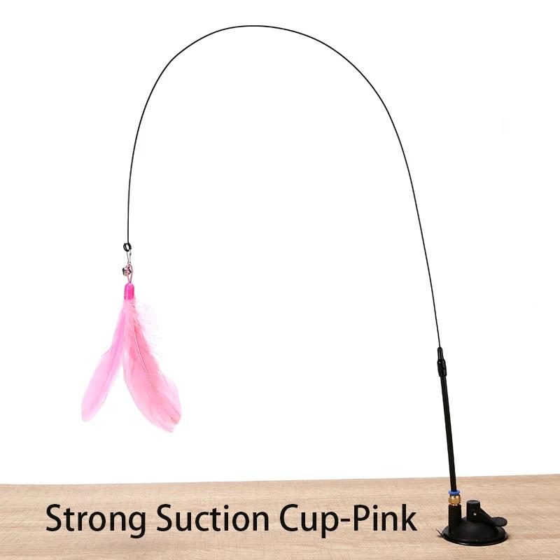 Premium Supplies High Quality Interactive Cat Toy Handfree Cat Stick Playing Kitten Playing Teaser Wand Toy Suction Cup BirdFeather Cat Wand Pet