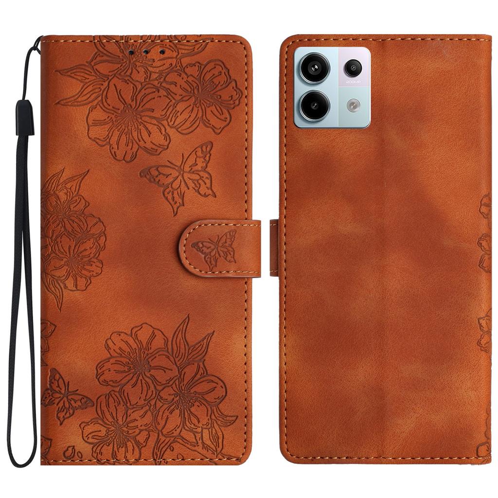 For Xiaomi Redmi Note 13 Pro 5G/Poco X6 5G Case Butterfly Flower Imprint Skin-Touch Leather Phone Cover