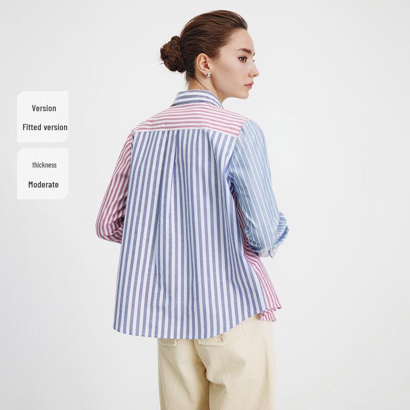 Navigare Women's 100% Cotton Striped Long-Sleeve Casual Shirt