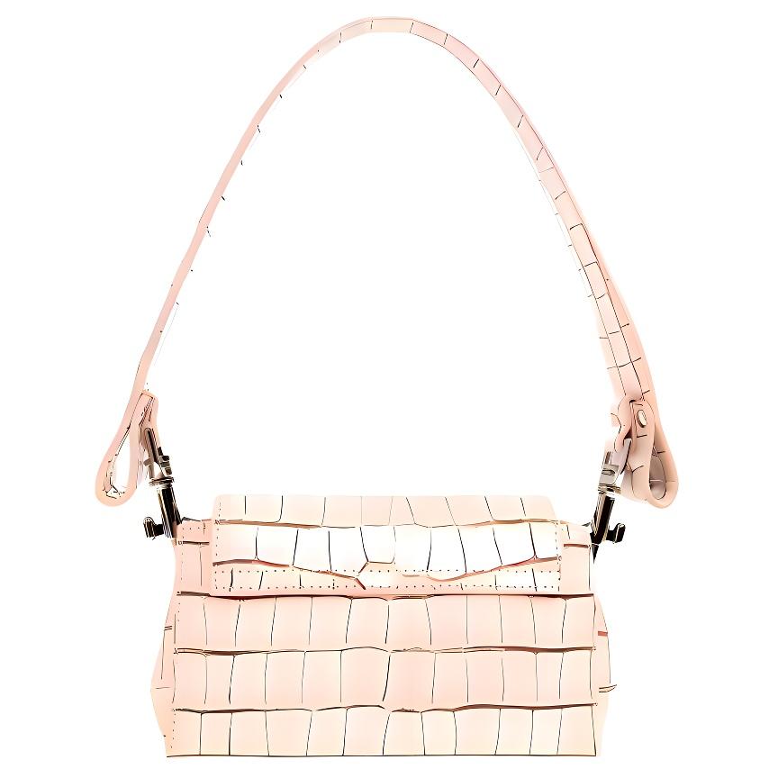 Vivienne Westwood Saturn Logo Flat Handle Crocodile Pattern Calfskin Shoulder Bag Women shoulder bag Pink 46030001WL00A2G401