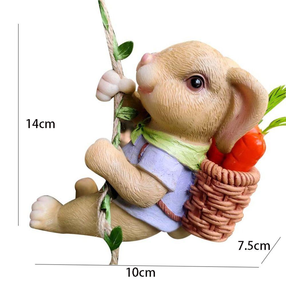 Cute Bunny Statue Resin Miniatures Figurine Garden Decor Animal Sculpture Outdoor