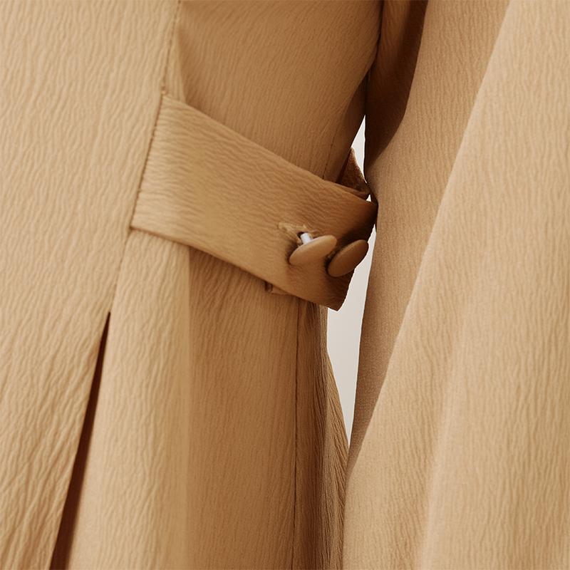 VONDA Women Elegant Round Neck Solid Color Casual Long Sleeve A-line Dress