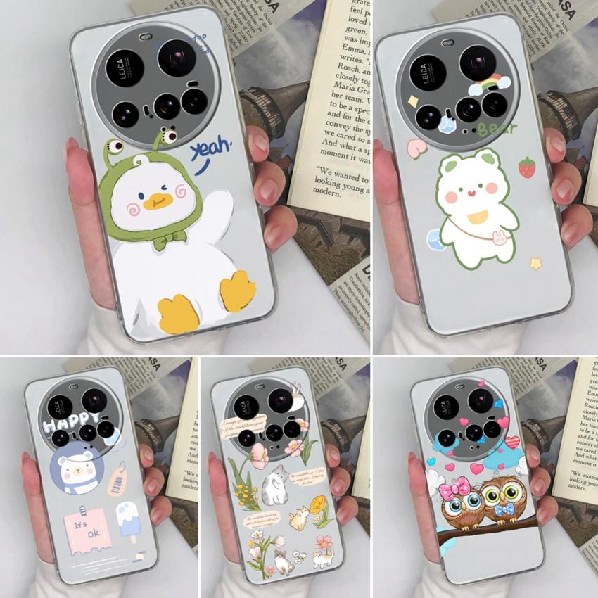 For Xiaomi 15T Mi 12 11 10 15 Ultra Cover Case Cute Duck Pattern Lens Protection Transparent Soft Silicone Dustproof Shell For Xiaomi Cellphone Casing