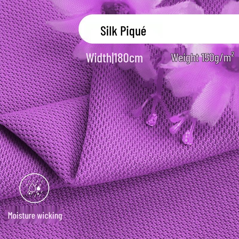 Moisture-Wicking Silk Pique Sportswear Fabric for Summer White (Min. order 25kg)
