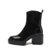 Vintage warme Damenstiefel mit dicker Sohle, Winter-Kurzstiefel mit hohen Absätzen aus weichem Leder, stilvolle Stiefel mit Blockabsatz