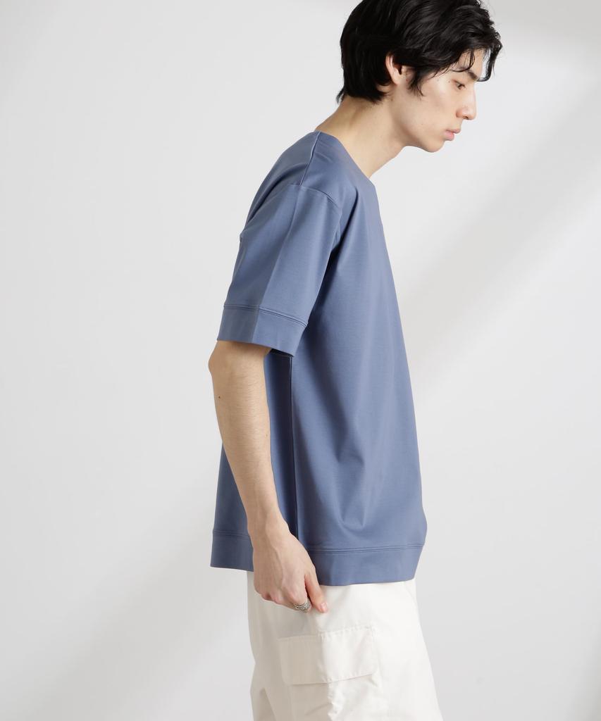 Nano Universe 50/-Sercerisiertes Glattes Key-Neck-T-Shirt, Herren, Größe L (110), Blau, 672-5124208