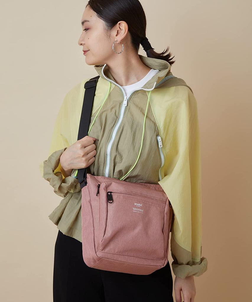 Anello TRACK ATH1812Z Vertical Shoulder Bag, A5 Size, Water-Repellent, Multi-Storage, Black