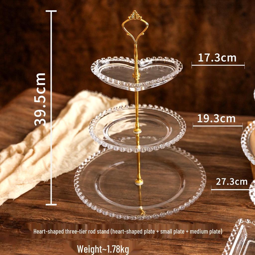 Elegantní skleněný vícepatrový stojan na dezerty a svačiny