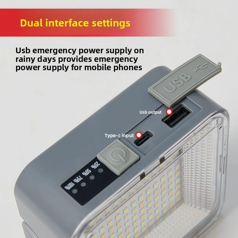 Luz LED solar para camping, lámpara de emergencia exterior recargable y multifuncional con carga USB