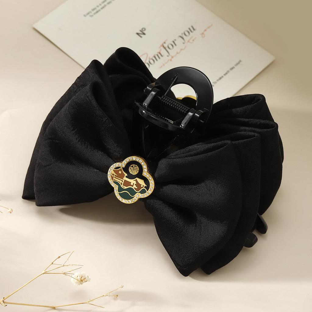 1pc Guofeng Fu Character Bow Clip, High-end Hanfu, Back of the Head Plate, Large Hair Clip, Shark Clip, Ponytail Clip