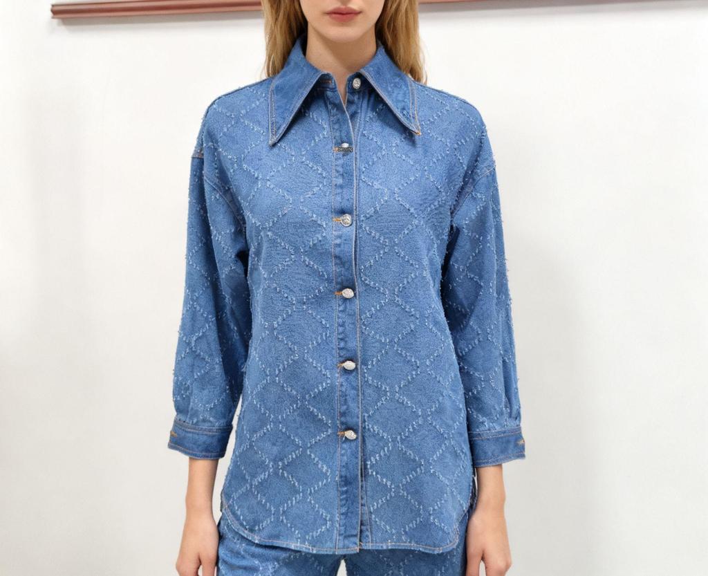 Ensemble en jean à manches longues pour femmes européennes et américaines: Pantalon décontracté large et ample et chemise en jean