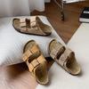 Cowhide Boken Shoes 2026 Summer New Leather Cork Thick Soled Boken Sandals Men's One-piece Cool Slippers Women