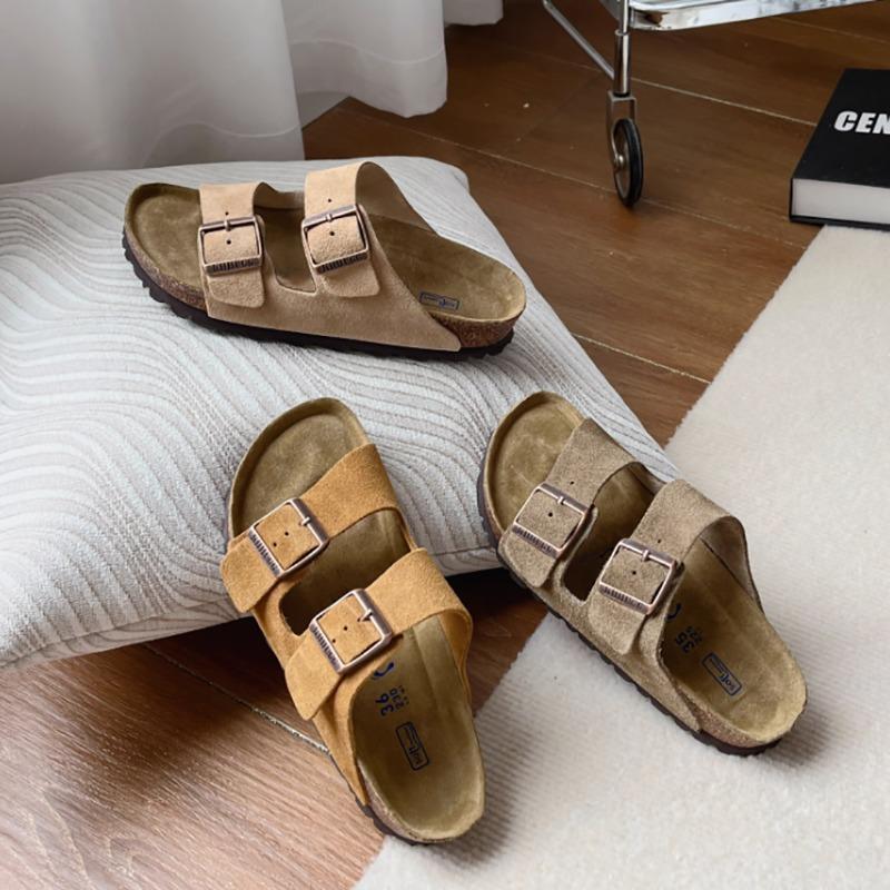 Cowhide Boken shoes 2026 summer new leather cork thick soled Boken sandals men's one-piece cool slippers women