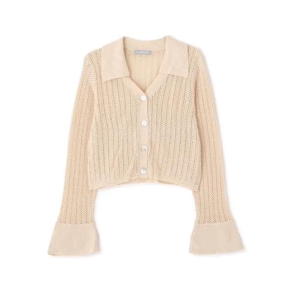 JILL by JILL STUART Sweater [Pre-order: Arrives late March - early April] Women's Mesh Collar Cardigan in Ecru