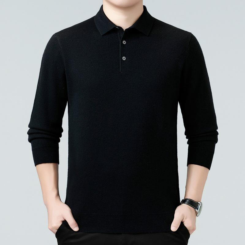Genuine Brand Men's Luxury Wool Sweater 2025 - Thick, Warm, and Stylish Lapel Knitwear for Mid-Aged Dads.