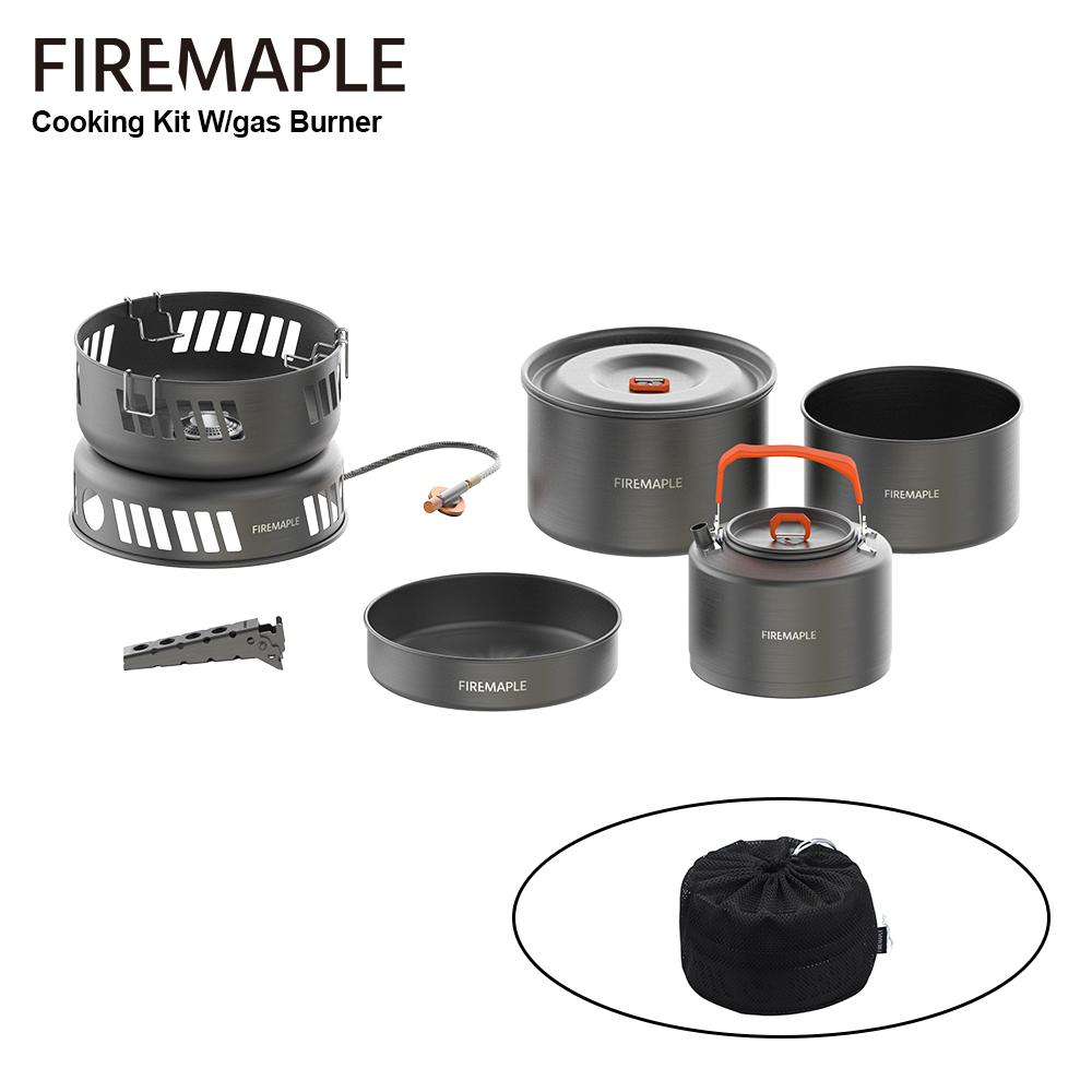 Fire-Maple Cooking Kit W/gas Burner Cookware Set Outdoor Stove Camping Pot Set Cooking System for Hiking, Camping and Picnic
