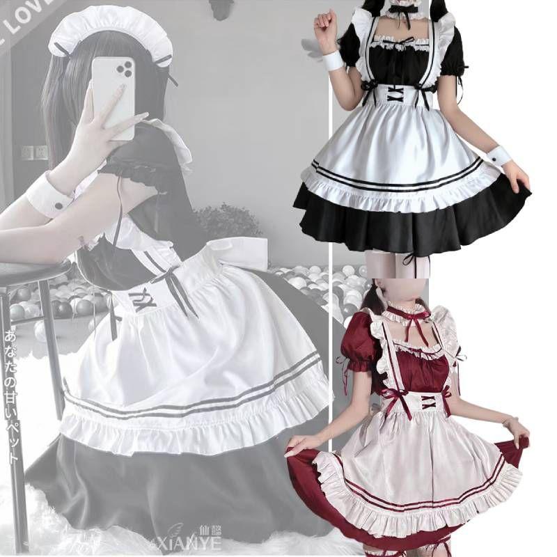 Lolita Maid Women Japanese Cute Sweet Dress Coffee Shop Cosplay Girl Suit Dress