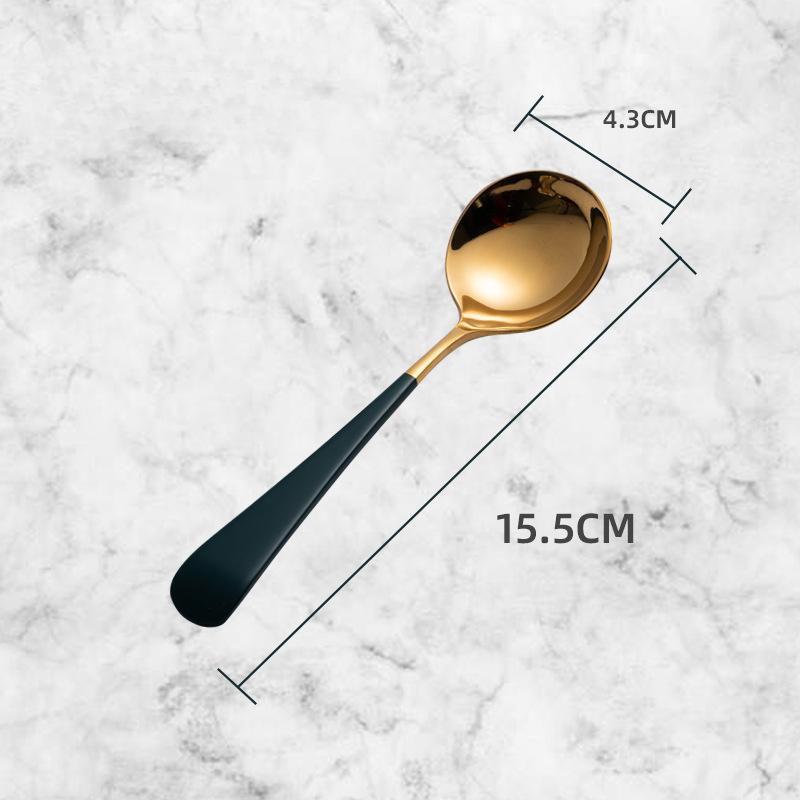 

HANYANG Новая посуда, ложка из нержавеющей стали с круглой головкой, позолоченная кофейная ложка, десертная ложка для размешивания