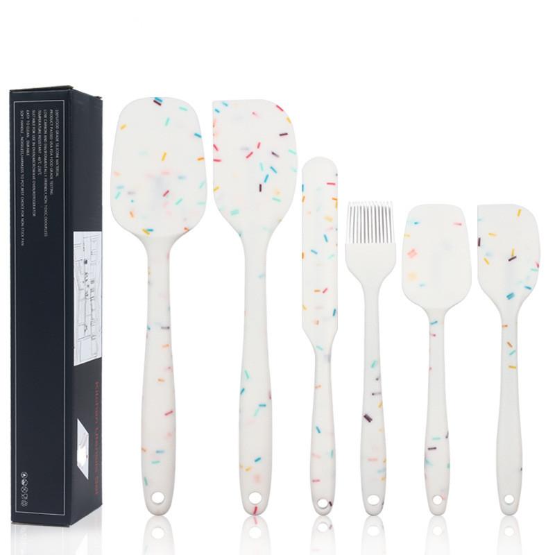 6Pcs Food Grade Silicone Non-Stick Butter Cooking Spatula Set Cooking Pastry Scraper Brush Kitchen Tools Cake Baking Mixing Tool