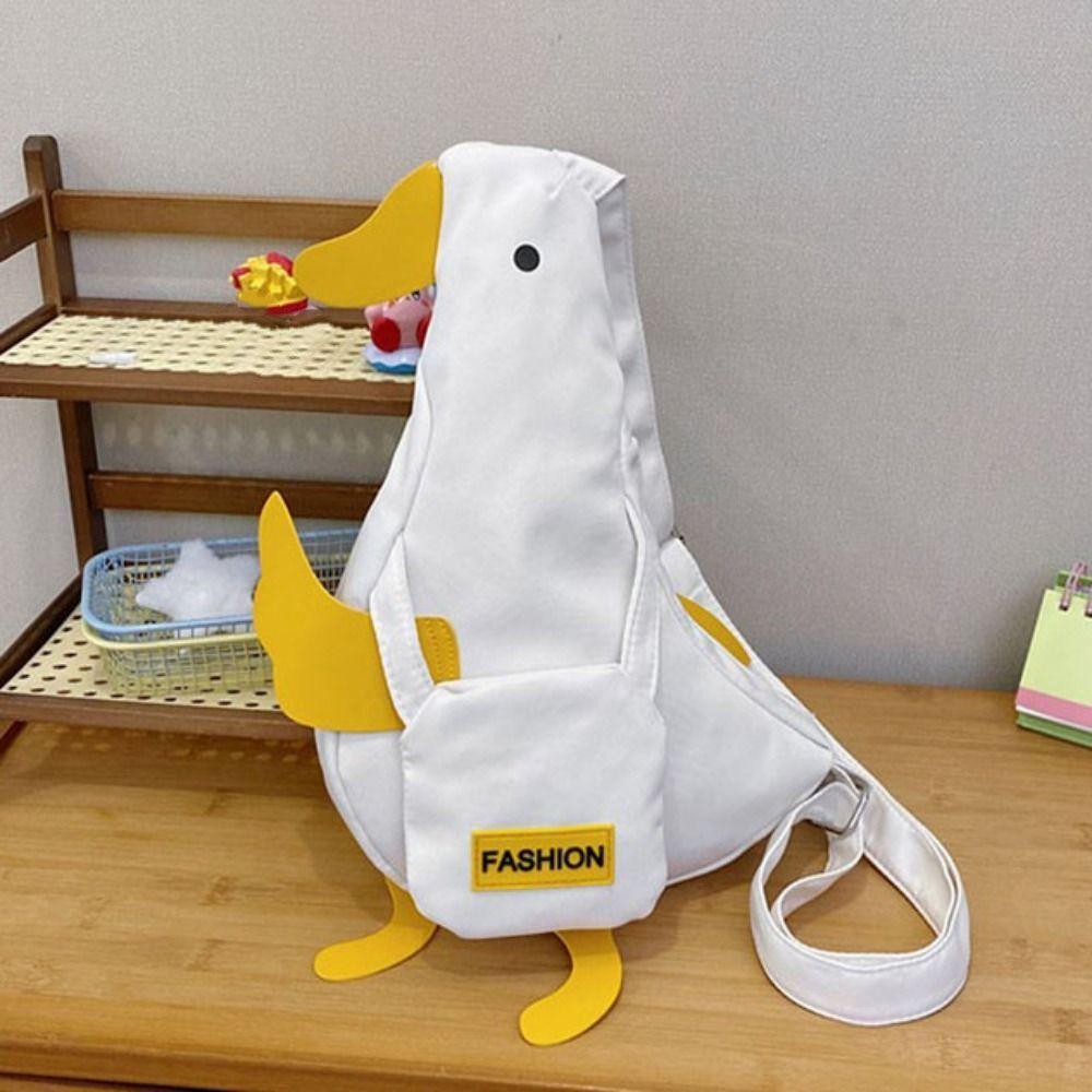 Korean Style Duck Shoulder Bag Canvas Cartoon Chest Bag Creative Funny Duck Crossbody Bag  Girls