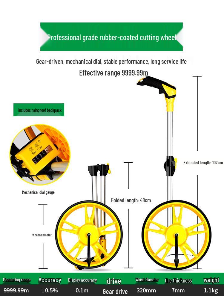 Mechanical Digital Road Measuring Wheel – Outdoor Roller Rangefinder for Engineering