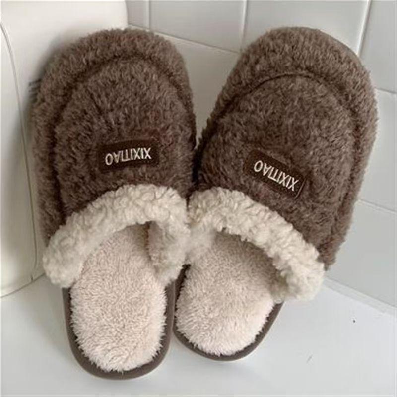 Cotton Slippers Women's Winter Autumn Cotton Slippers Dirt-resistant Thick Bottom Home Non-slip Student Dormitory Warm Confinement Slippers