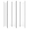 5 Piece White Folding Screen 250 x 220 cm Fabric