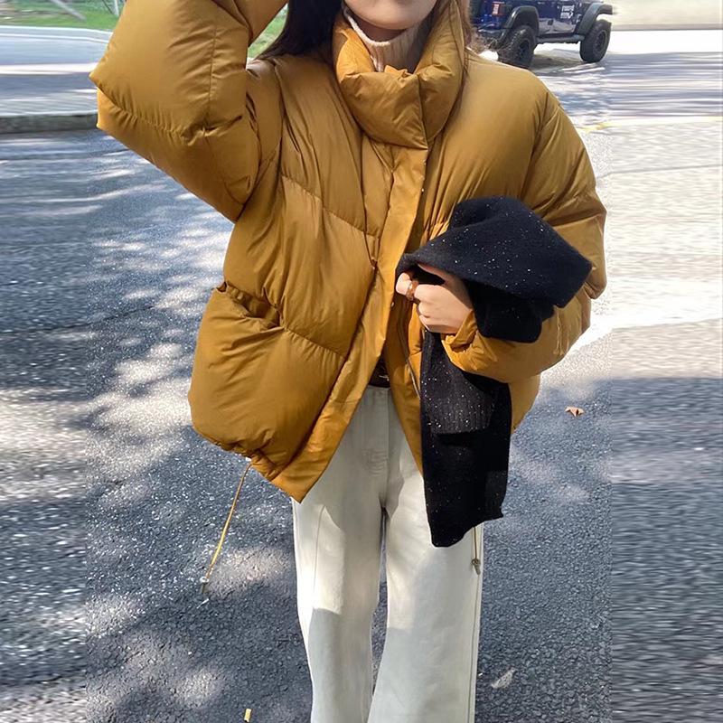 Stehkragen Mode kurze Daunenjacke Damen 2025 Winter neu leichter Luxus Temperament warm weiße Entendaunen verdickte Jacke Brotjacke