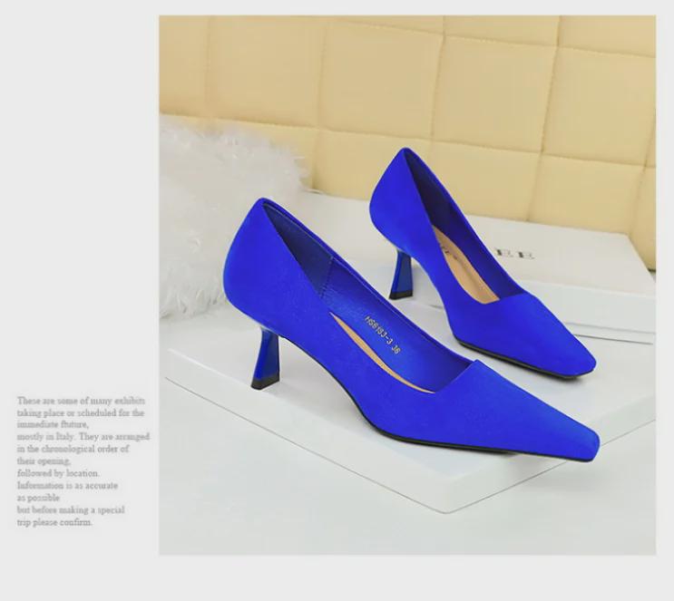 Korejská móda semišové vysoké podpatky - Dámské boty se čtvercovou špičkou pro jaro a podzim