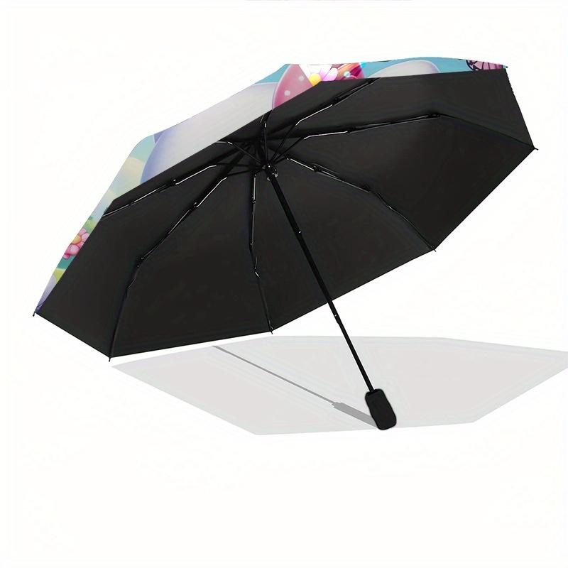 Hello Kitty,Spring Flowers Automatic Folding Umbrella-Simple 8-Rib Design, Bright Cartoon Pattern, Durable Iron Frame, Suitable For Travel,