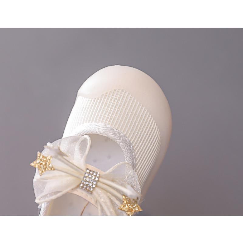 Baby Girls' Cute Bow Anti-Kick Walking Shoes & Flats, Spring New Arrivals Korean-style Breathable Soft-Sole Princess Shoes.