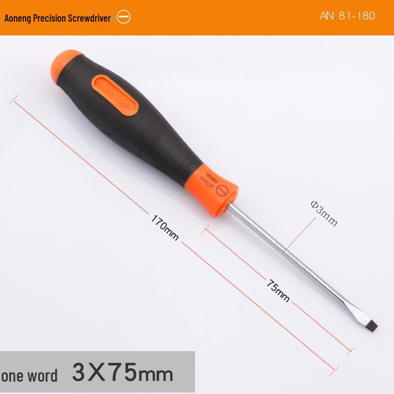 Aoneng Precision Magnetic Flathead & Phillips Screwdriver with Rubber Grip, Industrial Grade Chrome-Nickel Steel.
