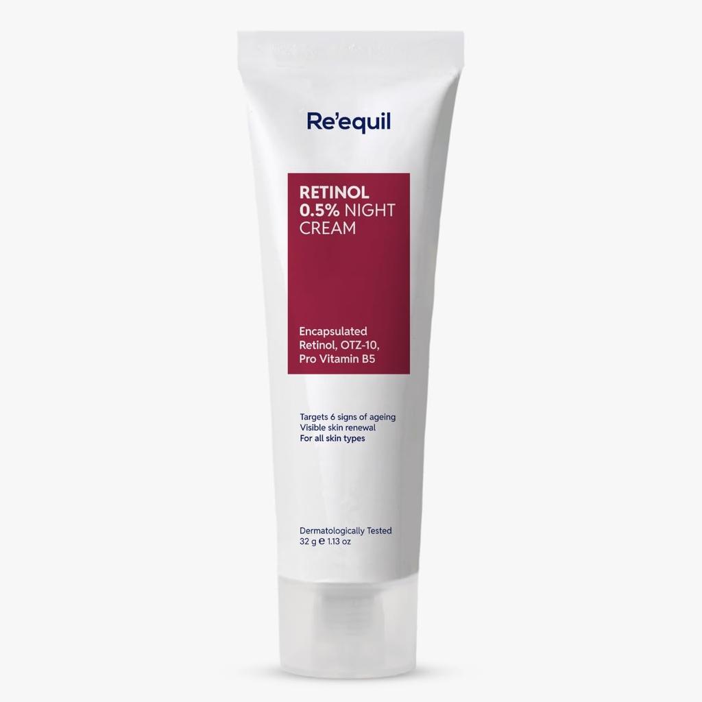 RE' EQUIL 0.5% Retinol Night Cream | Makes Skin Youthful & Smooth | Prevents Fine Lines & Wrinkles | Unisex | All Skin Types | 32G