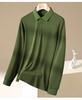 Spring Business Leisure Net Eyeball Ground Cotton Solid Color Versatile T-shirt Long Sleeve Polo Shirt for Men