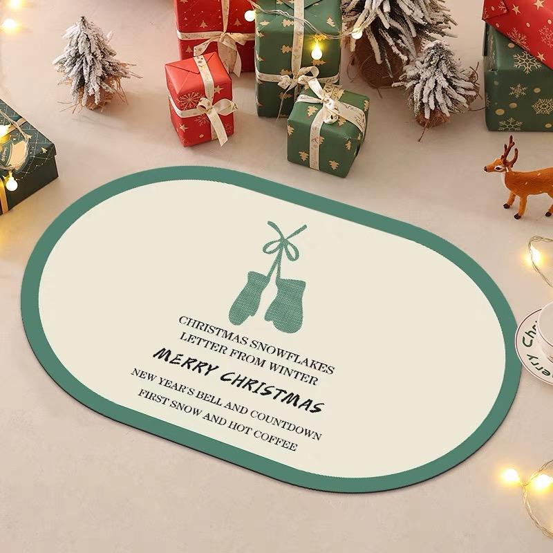 

Christmas Diatom Mud Bath Mat Non Slip Quick Drying Absorbent Home Decor Toilet Mat for Festive Bathroom Atmosphere 40x60cm