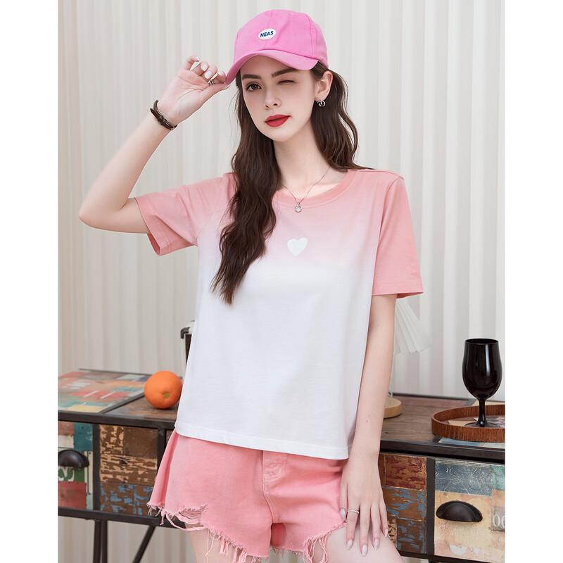 French Box Gradient Love Heart Cotton T-Shirt M
