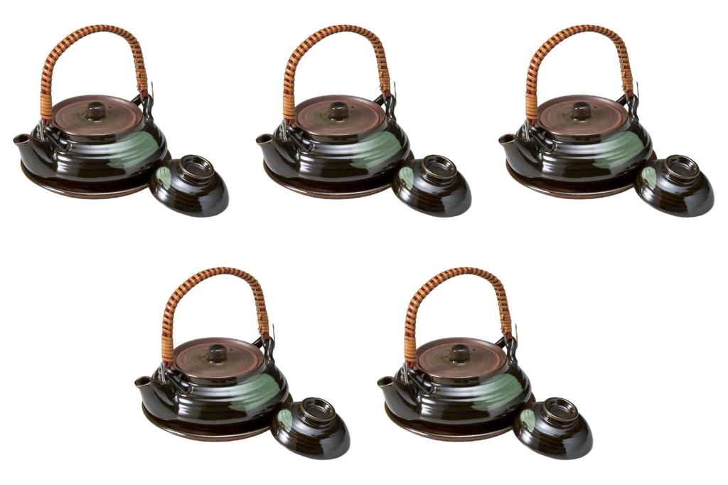 Set of 5 Oribe Flat Teapots x x 5 cm Teapots by Setomonohonpo [14 11.6 (240cc)]