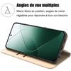 Coque + 2 Verres Trempés - pour Xiaomi 14 - Cuir PU - Etui Portefeuille - Support Réglable