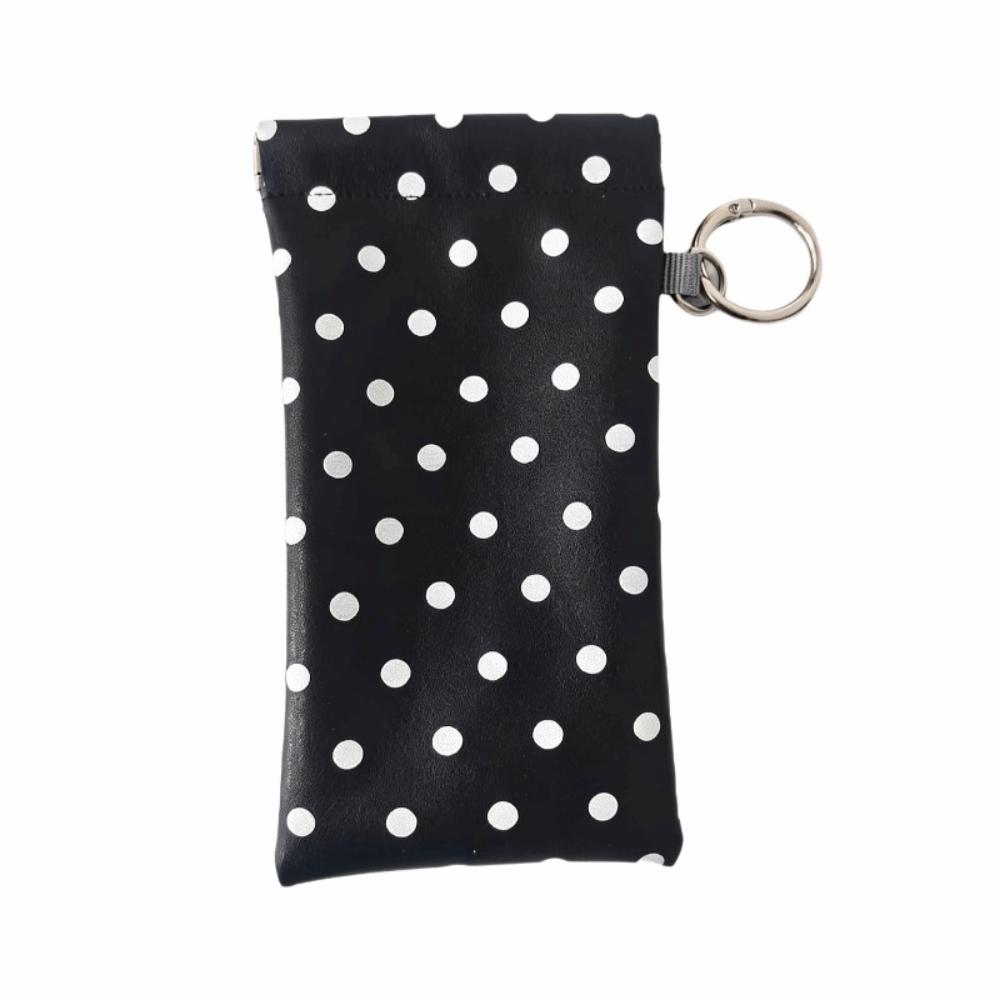 

New Polka Dot Eyeglass Bag Leather Automatic Closure Sunglasses Pouch Portable Hanging Bag Travel Eyewear Cases & Bags чёрный