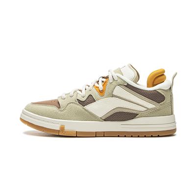 Wave PRO Slip Resistant Abrasion Resistant Low Top Skateboard Shoes Men's Green Brown White AECU037-3